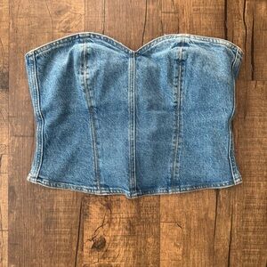 Zara Blue Denim Bustier Top